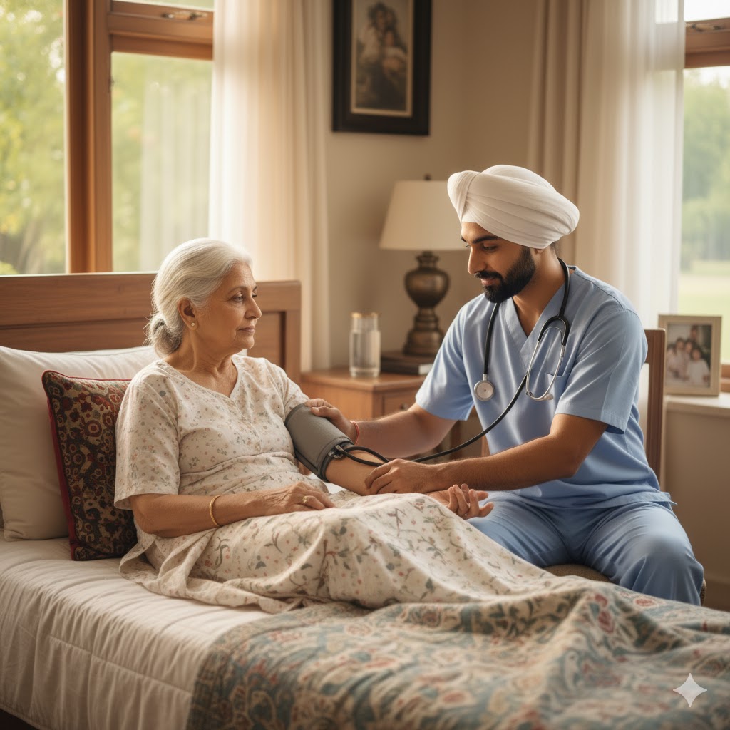 Happy caregiver and patient