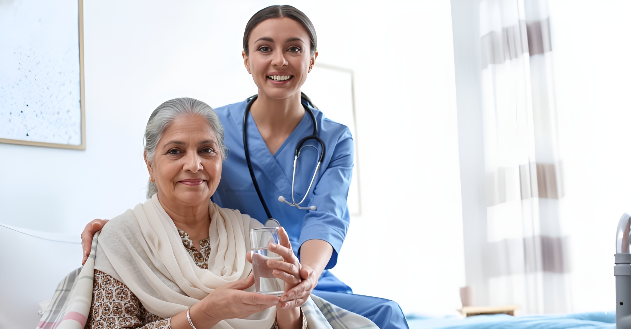 Caregiver helping elderly person